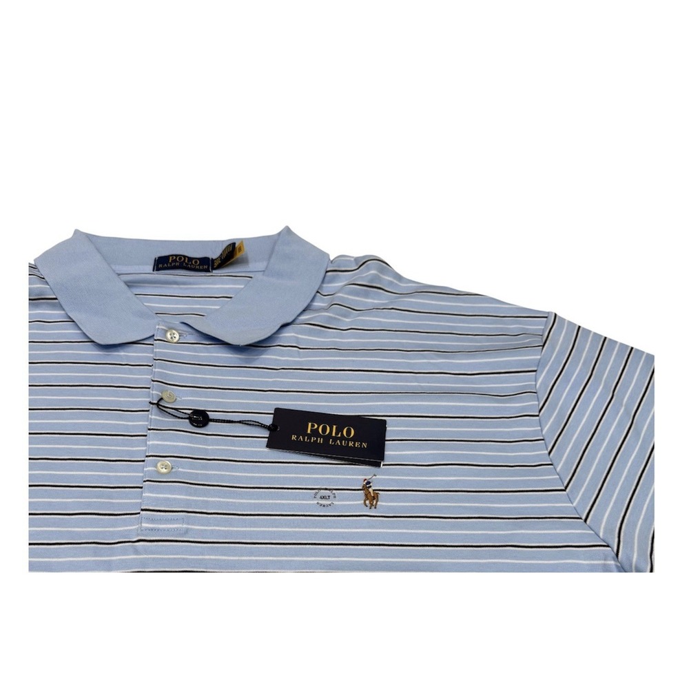 Polo Ralph Lauren Men's Blue Classic 100 Cotton Striped Polo Size 4XLT NWT